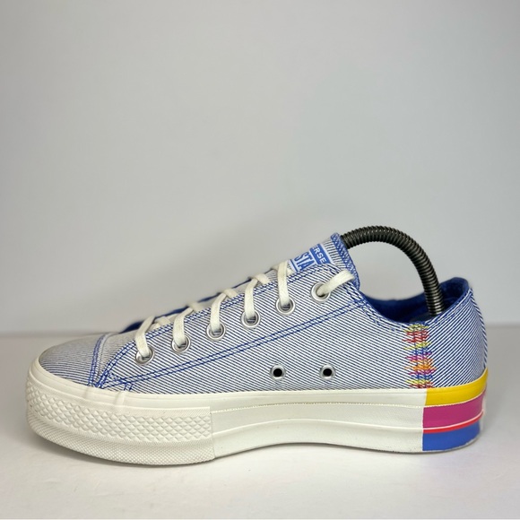 Women's Converse Chuck Taylor All Star Lift Ox Low Rainbow-Ozone Blu 564993C 8 - Picture 7 of 16